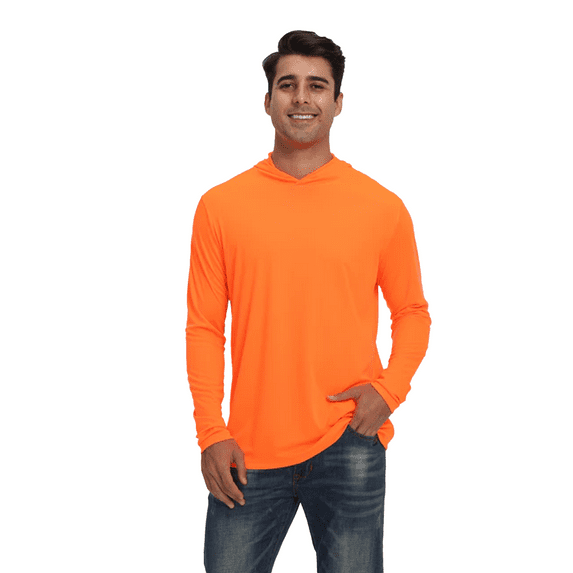 Zfeel Hooded Pullover for Men, Men's Active Hoodie, Moisture-Wicking & Lightweight, Neon Orange, 2XL