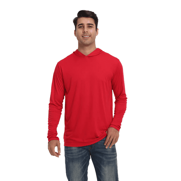 Zfeel Hooded Pullover for Men, Men's Active Hoodie, Moisture-Wicking & Lightweight, Red, XL
