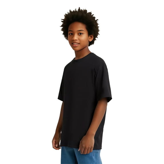 Zfeel Kids Athletic T-Shirt, Moisture-Wicking Sports Tee, Quick-Dry Polyester, Black, XL