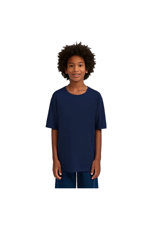 Kids Athletic T-Shirt, Moisture-Wicking Sports Tee, Quick-Dry Polyester, Navy, L