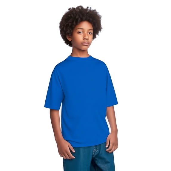 Zfeel Kids Athletic T-Shirt, Moisture-Wicking Sports Tee, Quick-Dry Polyester, Royal, S