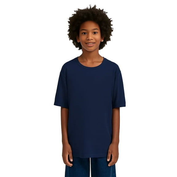 Zfeel Kids Breathable Moisture-Wicking T-Shirt, Comfortable Short Sleeve Casual Tee, Navy, XS