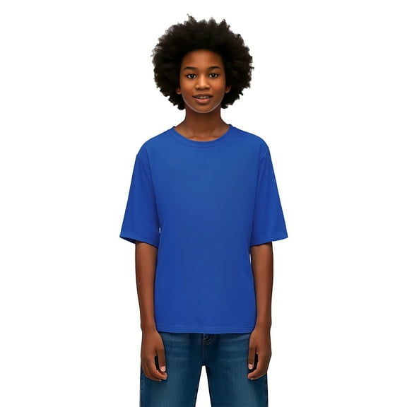 Zfeel Kids Breathable Moisture-Wicking T-Shirt, Comfortable Short Sleeve Casual Tee, Royal, M