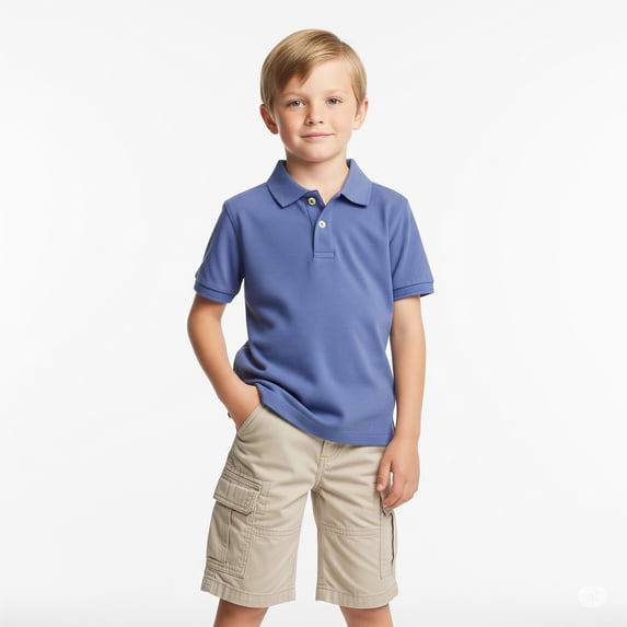 Zfeel Kids Polo, Soft Cotton-Poly Pique, Uniform Top for Boys & Girls, China Blue, XS