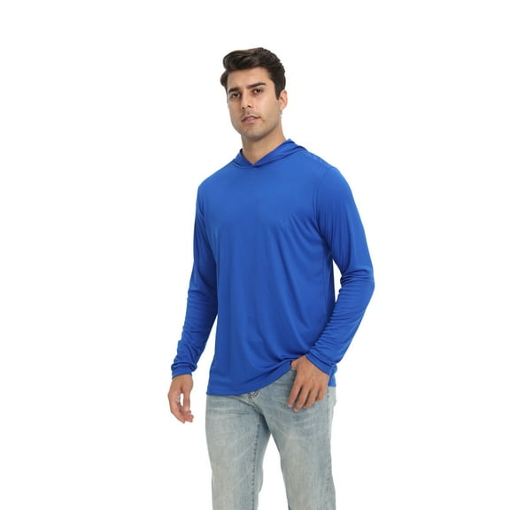 Zfeel Lightweight Dry Fit Pullover Hoodie, Men's 100% Polyester Long Sleeve Hoodie, Royal, XL
