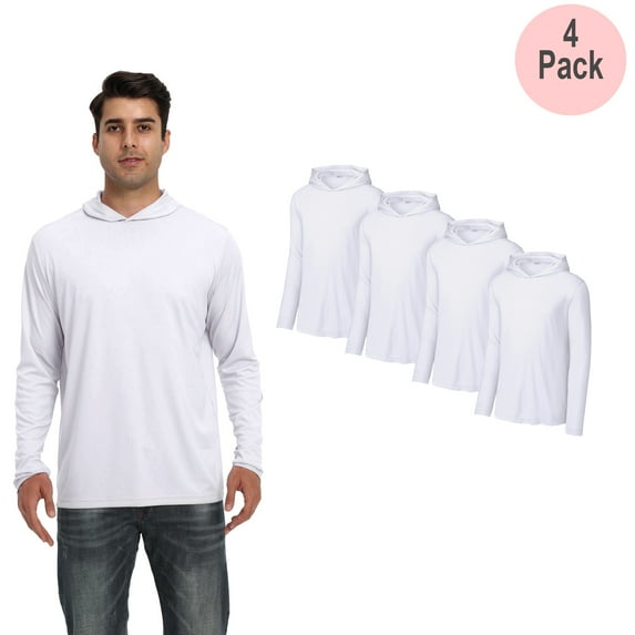 Zfeel Lightweight Hoodie, Men's White Color 4 Pack Dry Fit Classic Comfortable Casual Hoodie, 4XL