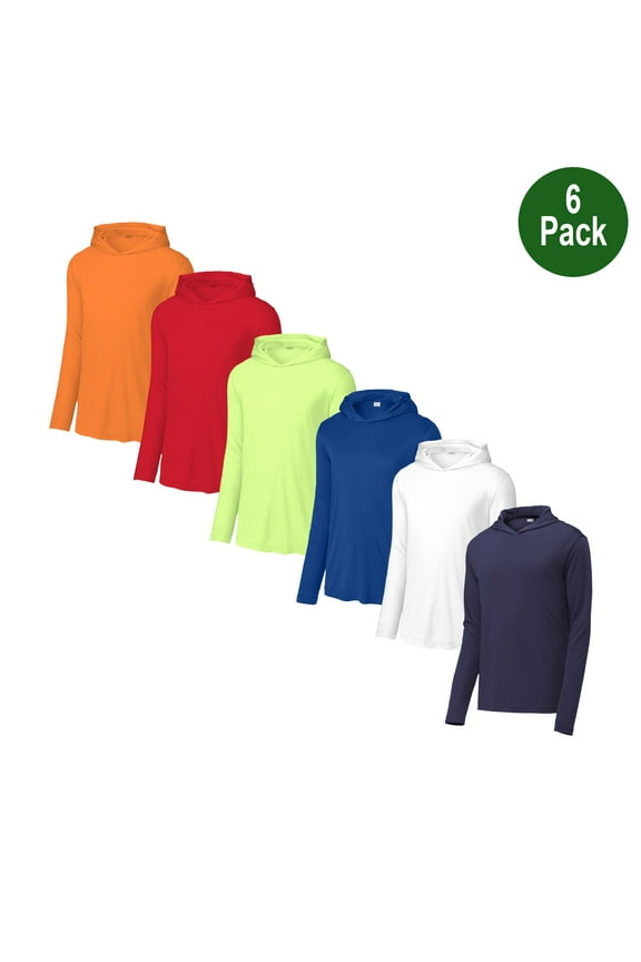 Long Sleeve Casual Hoodie for Men, 100% Polyester Classic Dry Fit Multicolor Hoodie, 6 Pack, 2XL