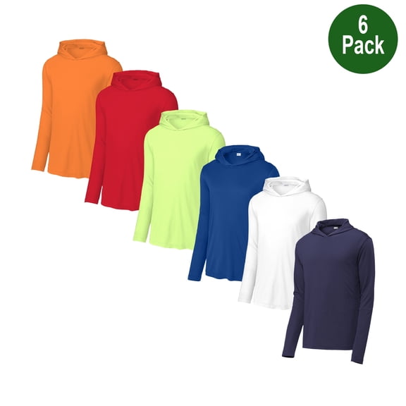 Zfeel Long Sleeve Casual Hoodie for Men, 100% Polyester Classic Dry Fit Multicolor Hoodie, 6 Pack, L