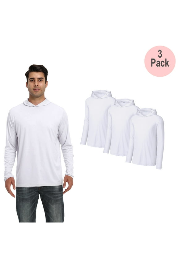 Long Sleeve Hoodie for Men's - S Size | 100% Polyester 3 Pack White Color Pullover Hoodie