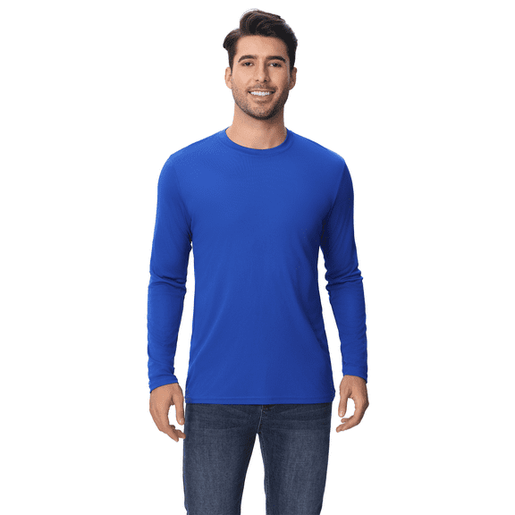 Zfeel Long Sleeve Shirt for Men, High-Performance Dry Fit Tee, 100% Polyester, Lightweight Moisture-Wicking, Royal, XL