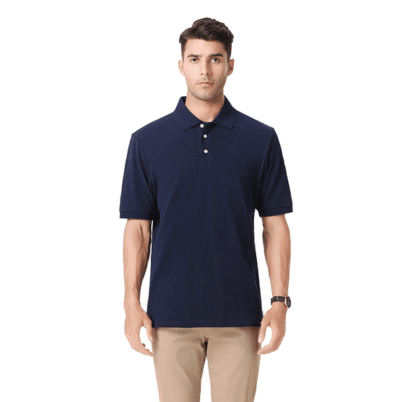 Zfeel Luxe Touch Men's Polo Shirt, 100% Cotton Plain Polo Shirt with Comfort & Style, Sport Dark Navy, 2XL