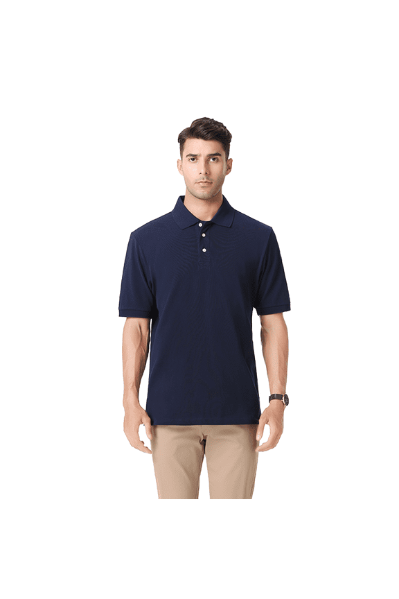 Luxe Touch Men's Polo Shirt, 100% Cotton Plain Polo Shirt with Comfort & Style, Sport Dark Navy, L