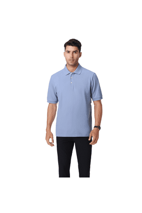 Luxe Touch Men's Polo Shirt, 100% Cotton Plain Polo Shirt with Comfort & Style, Washed Denim, XS