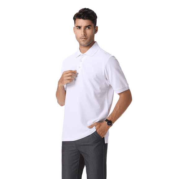 Zfeel Luxe Touch Men's Polo Shirt, 100% Cotton Plain Polo Shirt with Comfort & Style, White, XL