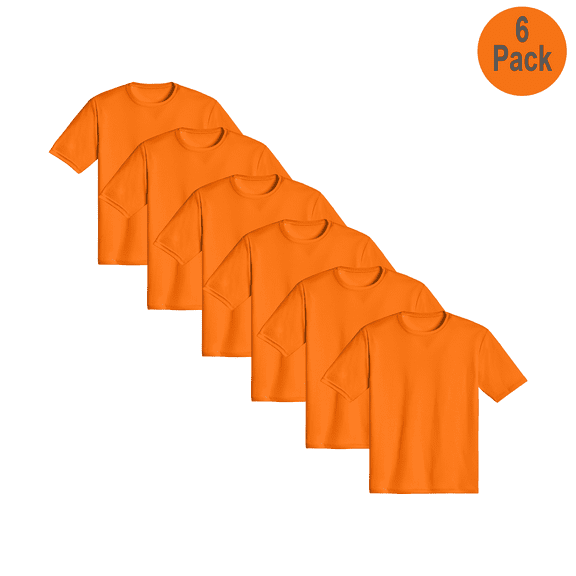 Zfeel Men Crew Neck Hi Vis Pure Dry Fit Poly T-Shirt, Short Sleeve, Safety Neon Orange, S, 6 Pack