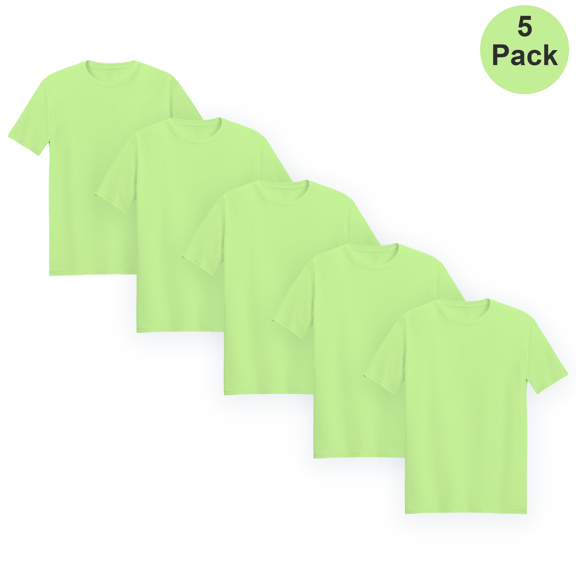 Zfeel Men Hi-Vis Poly Shirt Pure Dry Fit Moisture-Wicking Crew Neck Safety Neon Green Tee 5 pack 3XL