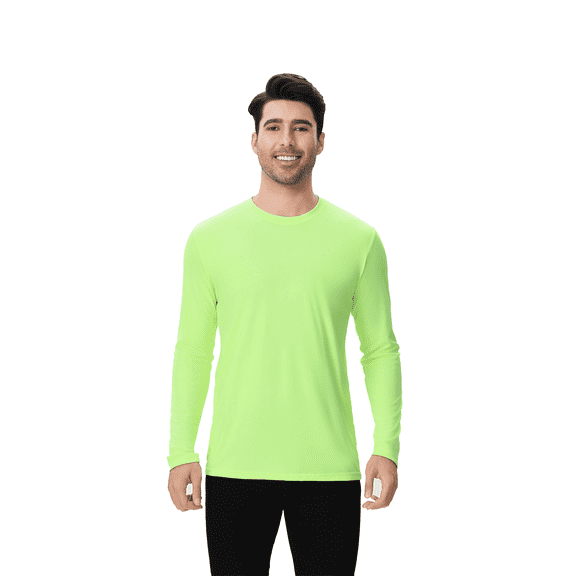 Zfeel Men Hi-Vis Pure Dry Fit Poly Long Sleeve Work Shirt, Moisture-Wicking, Safety Neon Green, XL