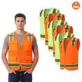 thumbnail image 1 of Zfeel Men Hi-Vis Reflective Safety Multi Pocket Vest, High Visibility Safety Mix Color Vest 6-Pack M, 1 of 5