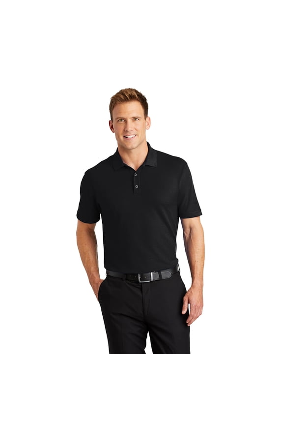 Men High Performance Pure Dry Fit Poly Polos, Comfortable Short Sleeve Shirt, Black, S