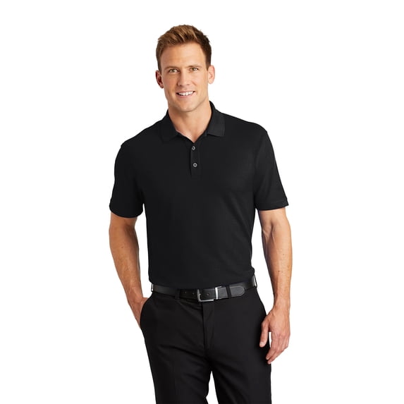 Zfeel Men High Performance Pure Dry Fit Poly Polos, Comfortable Short Sleeve Shirt, Black, S