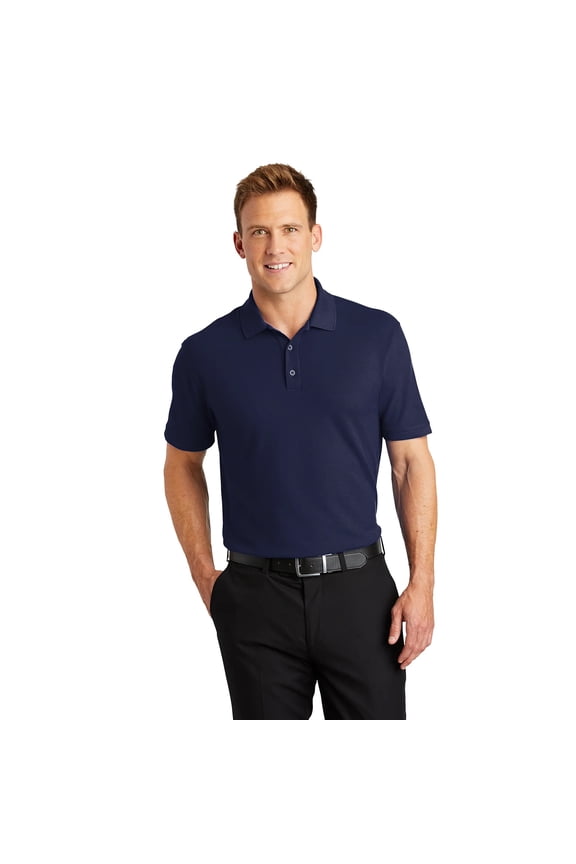 Men High Performance Pure Dry Fit Poly Polos, Comfortable Short Sleeve Shirt, Navy, XL