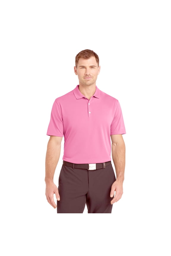 Men High Performance Pure Dry Fit Poly Polos, Comfortable Short Sleeve Shirt, Pink, M