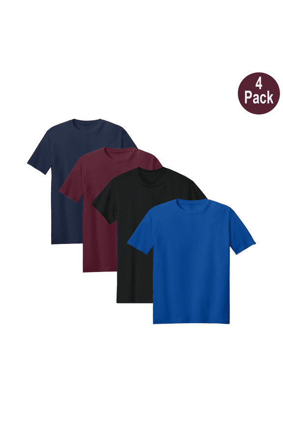 Men High Performance Pure Dry Fit Poly T-Shirt, Short Sleeve Tee, Assorted Color, 4XL, 4 Pack