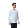 thumbnail image 1 of Zfeel Men Long Sleeve Poly T-Shirt, Pure Dry Fit High Performance Crewneck Tee, Light Blue, S, 1 of 5