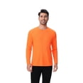 thumbnail image 1 of Zfeel Men Long Sleeve Poly T-Shirt, Pure Dry Fit High Performance Crewneck Tee, Neon Orange, 4XL, 1 of 6