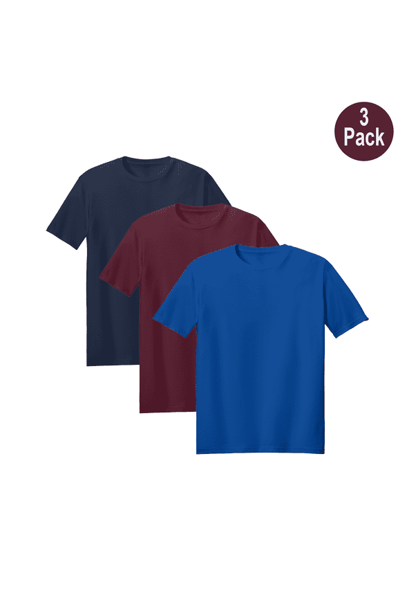Men Pure Dry Fit High Performance Poly T-Shirt, Short Sleeve, Polyester, Assorted, 3 Pack, L
