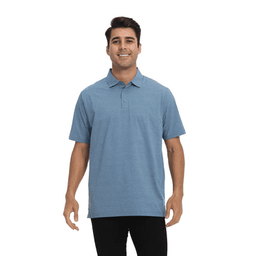 Zfeel Men's Breathable Polo Shirt, Casual Polo for Adult, Pure Stretch Polyester, Steal Blue, S
