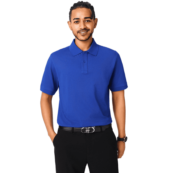 Zfeel Men's Casual Polo Shirt, 60/40 Cotton/Poly Blend, Short Sleeve Pique Knit with Collar, Sport Royal, XL