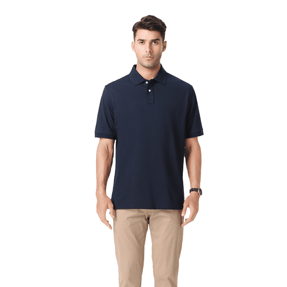 Zfeel Men’s Cotton Polo Shirt, Comfortable, Short Sleeve Casual Polo Tee, Sport Dark Navy, 1-Pack, 3XL