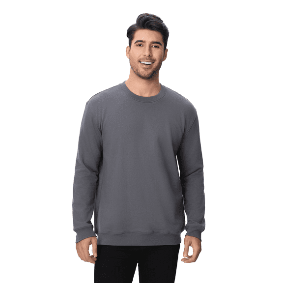 Zfeel Men's Crewneck Sweatshirt, Long Sleeve Cotton and Poly Blend Pullover Fleece, Iron Grey, L