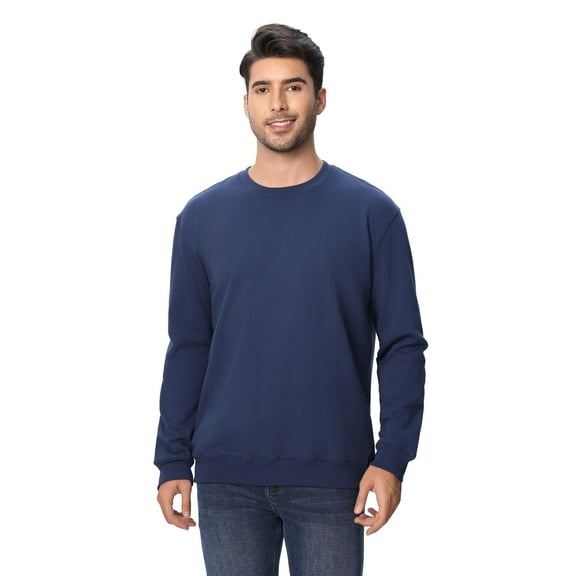 Zfeel Men's Crewneck Sweatshirt, Long Sleeve Cotton and Poly Blend Pullover Fleece, Navy, XL