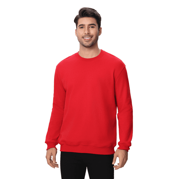 Zfeel Men's Crewneck Sweatshirt, Long Sleeve Cotton and Poly Blend Pullover Fleece, Red, XL