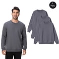 thumbnail image 1 of Zfeel Men's Crewneck Sweatshirt, Pullover Long Sleeve, Classic Fit, Iron Gray, Size S, 3Pack, 1 of 5