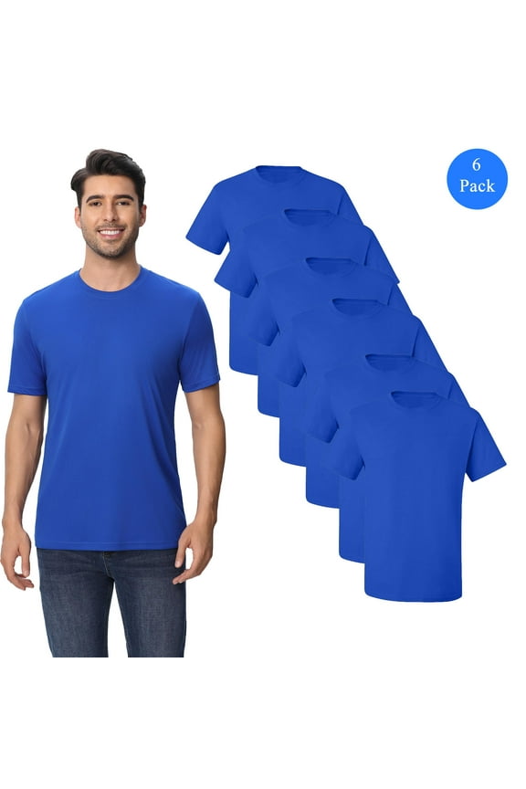 Men's Dry Fit Performance T-Shirt, 100% Polyester, UPF 50+ Sun Protection, Short Sleeve, Pack 6, M