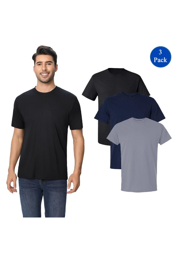 Men's Dry Fit Performance T-Shirt, Upf 50+ Uv Protection, Assorted Color, Pack 3, XL