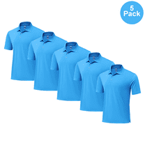 Zfeel Men's Golf Polo, High Performance Pure Dry Fit Classic Durable Tee, Electric Blue, S, 5 Pack