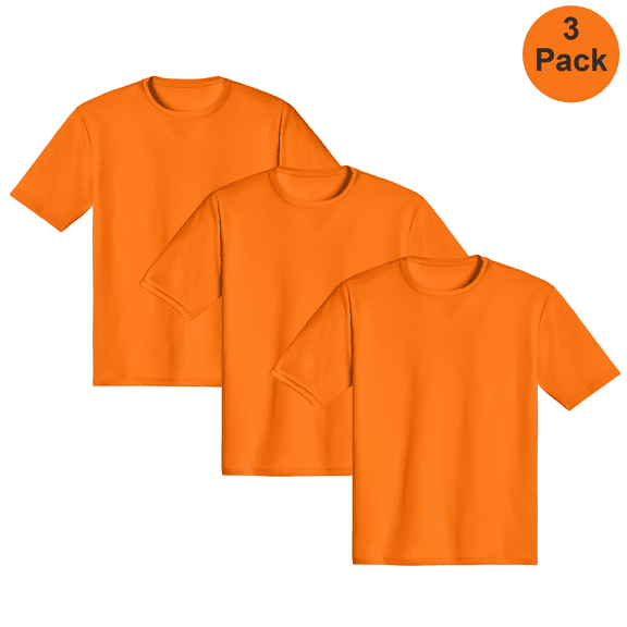 Zfeel Men's Hi-Vis Poly Shirt, Pure Dry Fit Comfortable Short Sleeve Safety Neon Orange, 3 pack, M