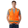 thumbnail image 1 of Zfeel Men's Hi-Vis Reflective Safety Vest, Multi-Pocket, Half Zip, Breathable, Neon Orange, S, 1 of 5