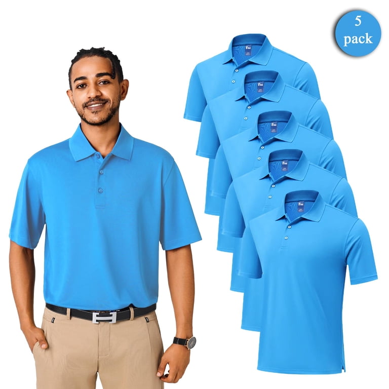 electric blue dress shirt Zfeel Men's High Performance Polo Shirts, 5-Pack Dry Fit UV Protection Tees, Blue, 2XL Size:3 Years
