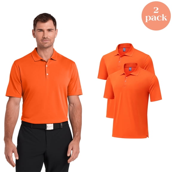 Zfeel Men's High Performance Pure Dry Polo T-Shirt, Golf Wear Orange Short Sleeve Pack of 2, S
