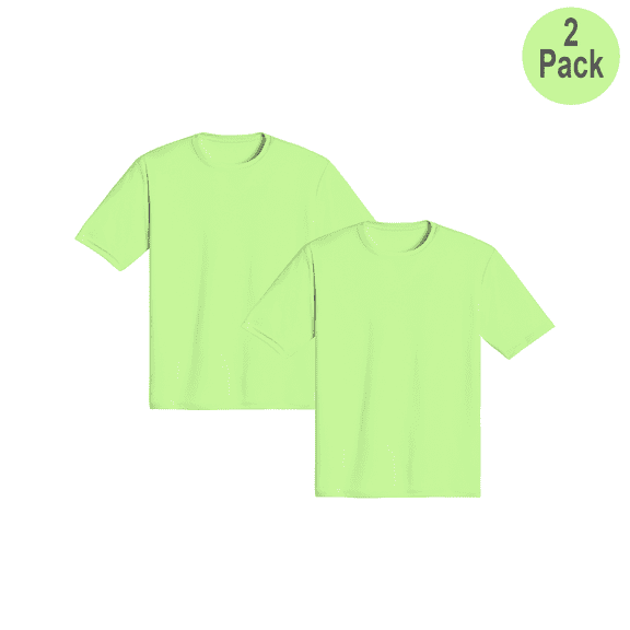Zfeel Men's High Visibility Pure Dry Fit Poly T-Shirt, Short Sleeve, Safety Neon Green, 2-Pack, S