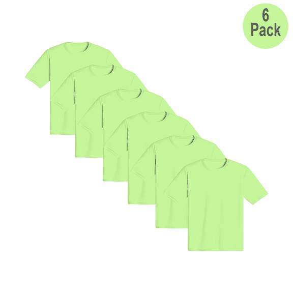 Zfeel Men's High Visibility Pure Dry Fit Poly T-Shirt, Short Sleeve, Safety Neon Green, L, 6 Pack