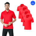 thumbnail image 1 of Zfeel Men's Mesh Performance Polo, Casual Cherry Red Shirt for Adult, 100 Polyester, Pack 4, S, 1 of 5