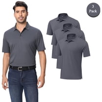 Zfeel Men's Performance Dry Fit Polo Shirts, Adult Short Sleeve Golf Tee Iron Grey, 3 Pack, S Size