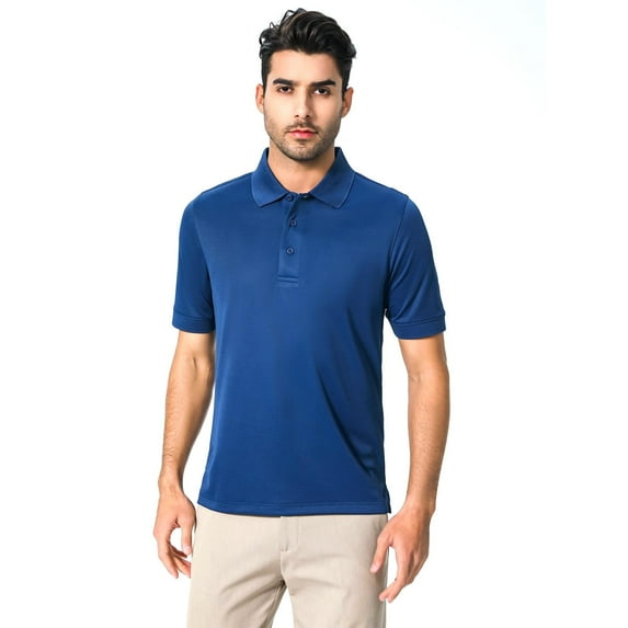 Zfeel Men’s Polo Shirt Polo Collar and Performance Easy Care Short Sleeve Solid Shirt Color True Navy, M