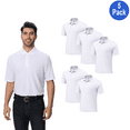thumbnail image 1 of Zfeel Men's Pure Dry Fit Poly Polo, High Performance Short Sleeve Blank White Shirt, 5 Pack, S-4XL, 1 of 6